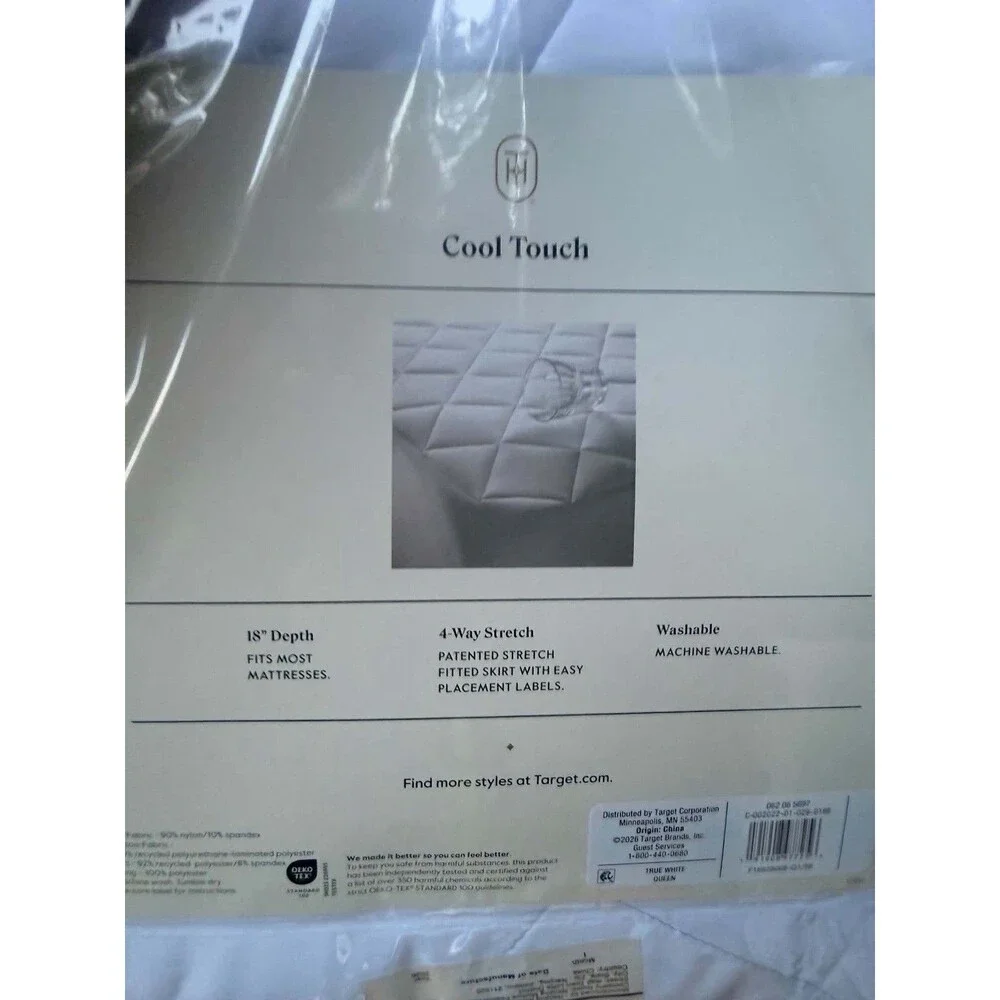 Threshold Queen Cool Touch Cooling Mattress Pad Waterproof Hypoallergenic 18in